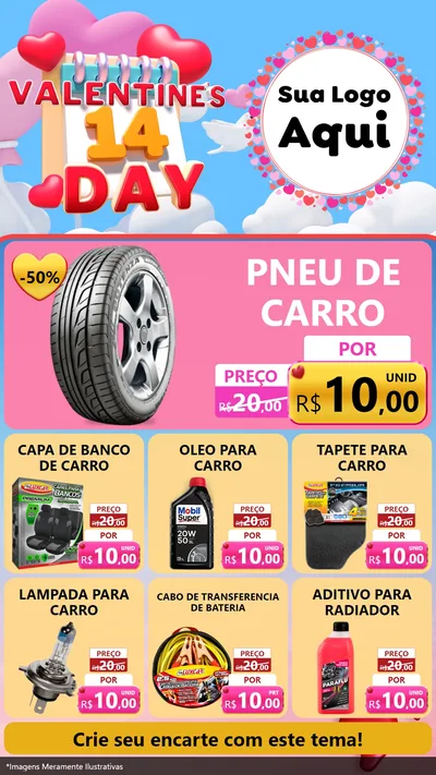 Modelo de Rede Social para Stories com o tema Valentine's Day para Auto peças