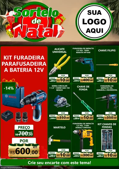 Modelo de Encarte para Encarte A4 Vertical com o tema Sorteio de Natal para Maquinas e Ferramentas