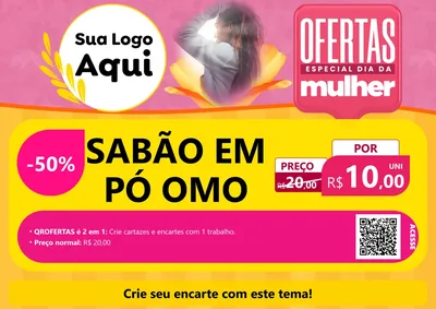 Modelo de Cartaz para Cartaz A4 Horizontal com o tema Ofertas - Especial Dia Das Mulheres para Produtos de Limpeza