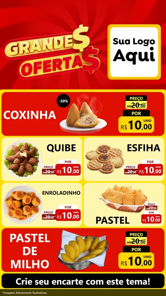 Modelo de TV para TV Vertical com o tema Grandes Ofertas para Salgadaria