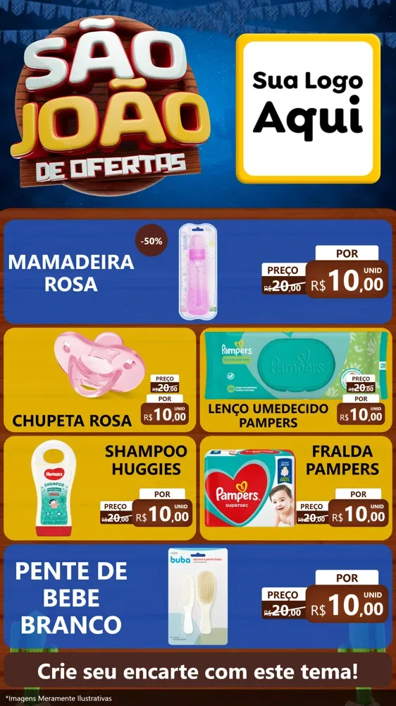 Modelo de TV para TV Vertical com o tema São João Ofertas Imbatíveis! - Junina para Bebês