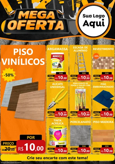 Modelo de Encarte para Encarte A4 Vertical com o tema Mega Oferta para Material para Construção