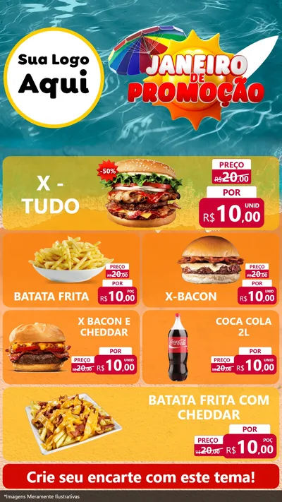Modelo de TV para TV Vertical com o tema Janeiro de Promoção para Hamburgueria