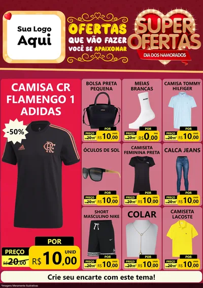 Modelo de Encarte para Encarte A4 Vertical com o tema Dia dos Namorados para Roupas e acessórios
