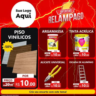 Modelo de Rede Social para Feed Facebook com o tema Ofertas Relâmpago para Material para Construção