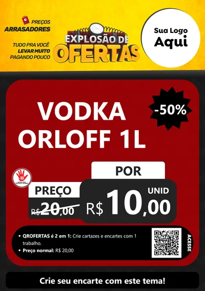 Modelo de Cartaz para Cartaz A4 Vertical com o tema Explosão de Ofertas para Distribuidora de bebidas