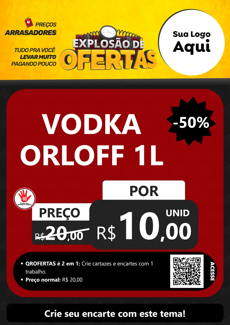 Modelo de Cartaz para Cartaz A4 Vertical com o tema Explosão de Ofertas para Distribuidora de bebidas