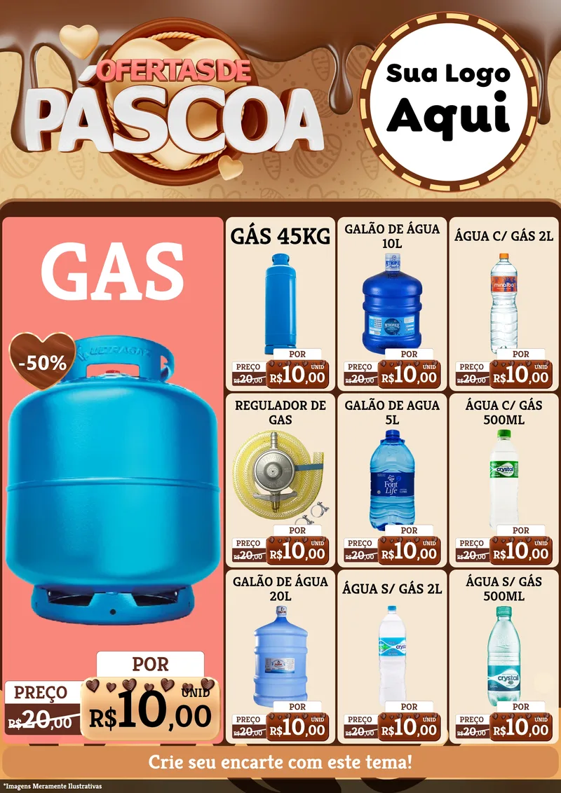 Modelo de Encarte para Encarte A4 Vertical com o tema Ofertas de Páscoa para Água e gás