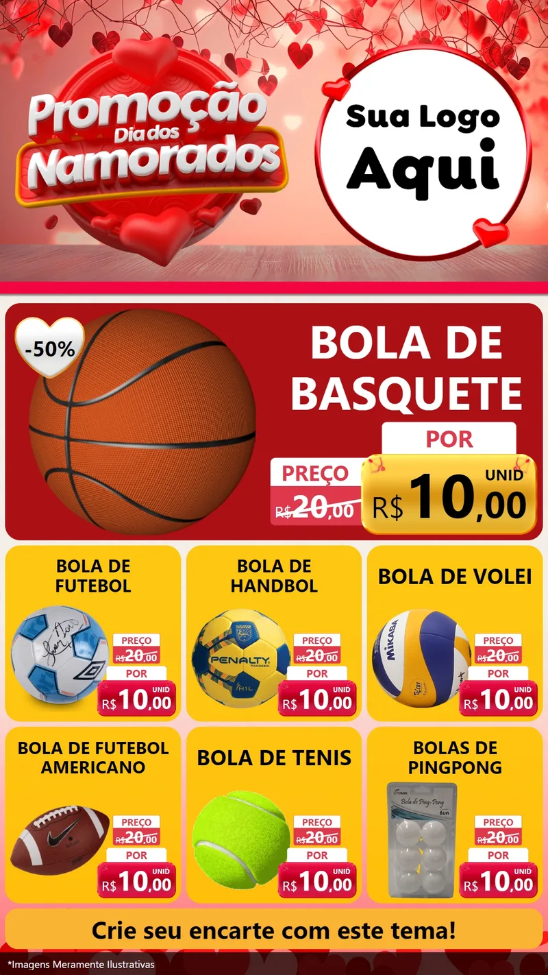 Modelo de Rede Social para Stories com o tema Promoção Dia dos Namorados para Artigos Esportivos