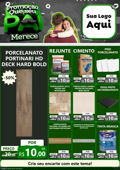Modelo de Encarte para Encarte A4 Vertical com o tema Promoção Que seu Pai Merece para Pisos e revestimentos
