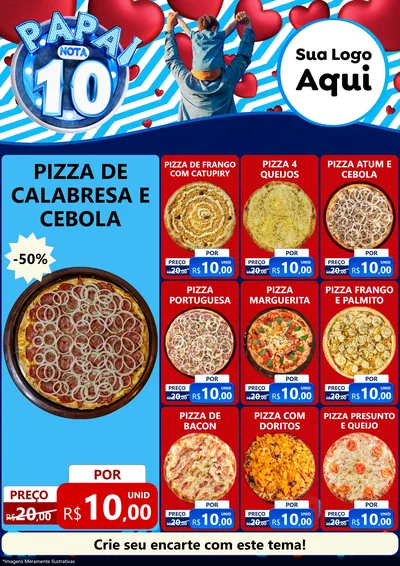 Modelo de Encarte para Encarte A4 Vertical com o tema Papai Nota 10 para Pizzaria