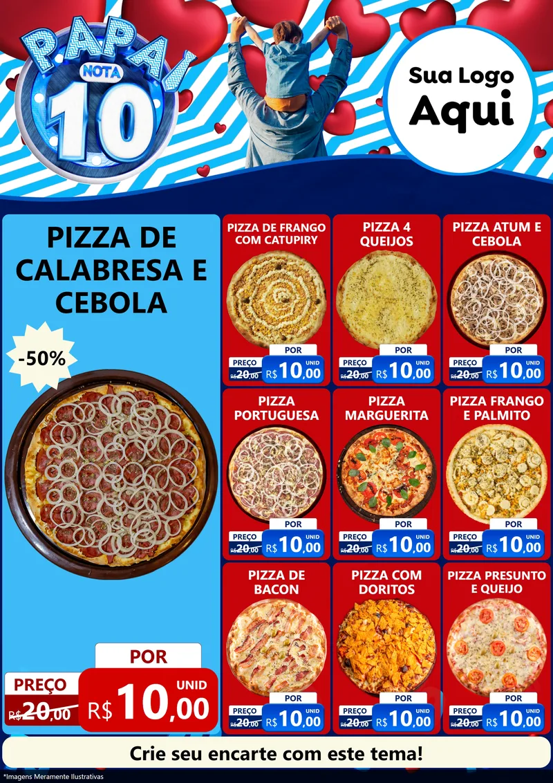 Modelo de Encarte para Encarte A4 Vertical com o tema Papai Nota 10 para Pizzaria