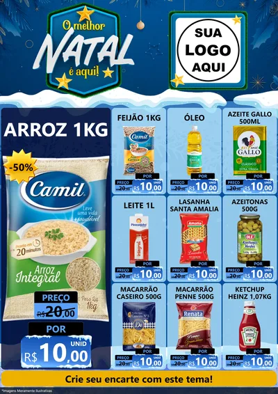 Modelo de Encarte para Encarte A4 Vertical com o tema O Melhor Natal É Aqui! para Supermercado