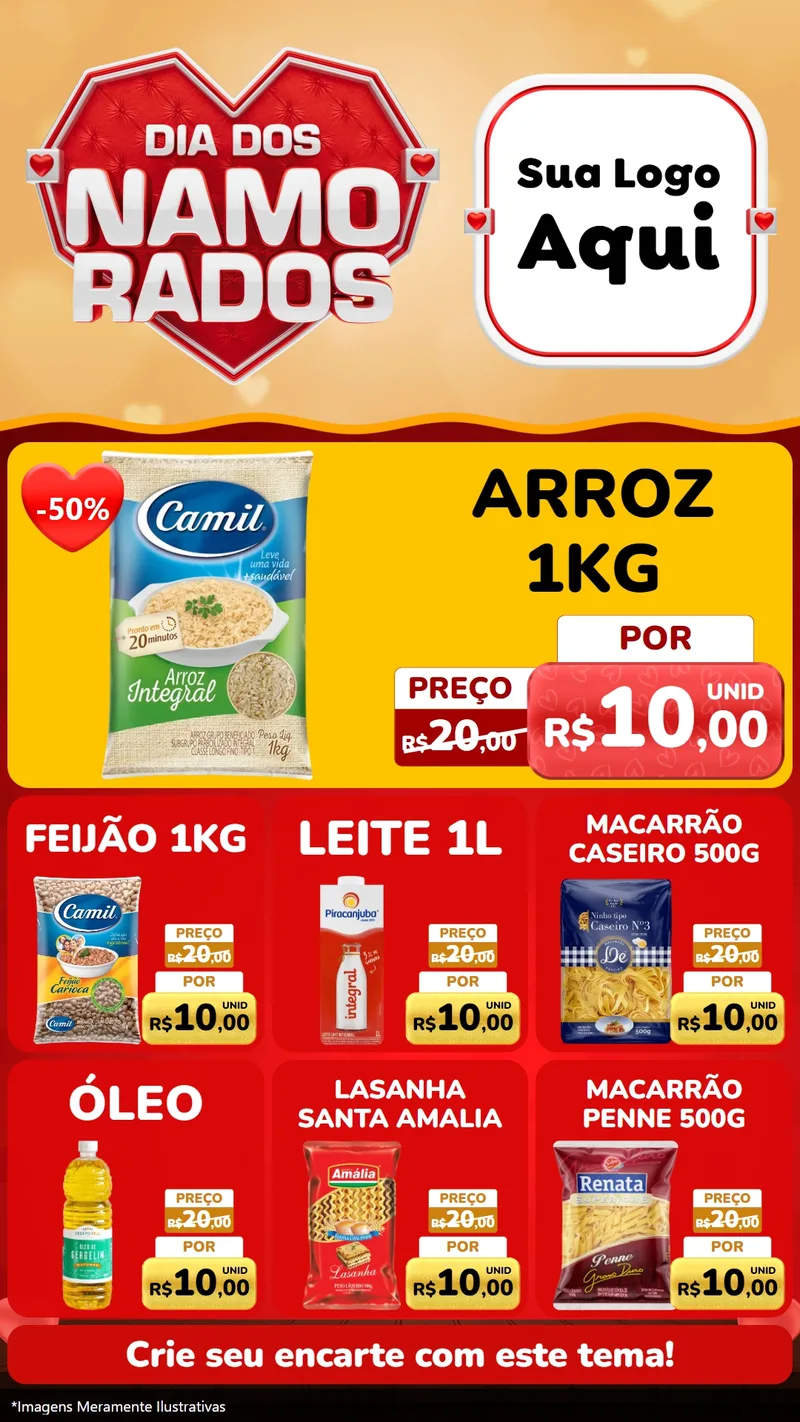 Modelo de Rede Social para Stories com o tema Dia dos Namorados para Supermercado