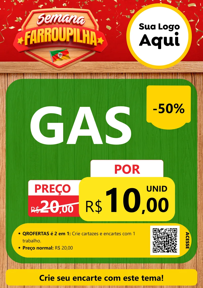 Modelo de Cartaz para Cartaz A4 Vertical com o tema Semana Farroupilha para Água e gás