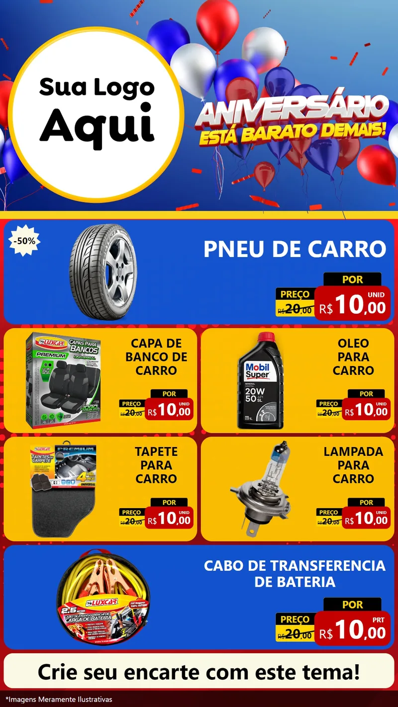 Modelo de TV para TV Vertical com o tema Aniversário para Auto peças