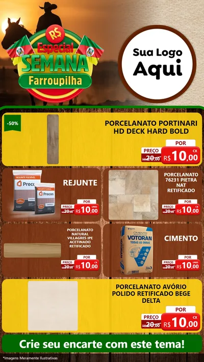 Modelo de TV para TV Vertical com o tema Especial Semana Farroupilha para Pisos e revestimentos