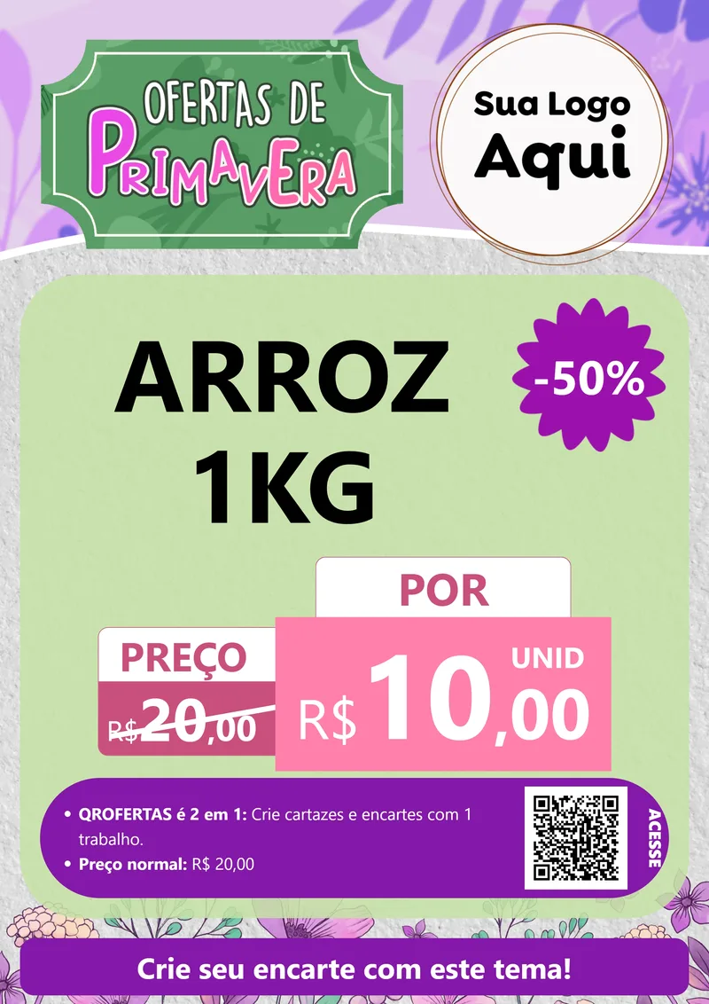 Modelo de Cartaz para Cartaz A4 Vertical com o tema Ofertas de Primavera para Supermercado