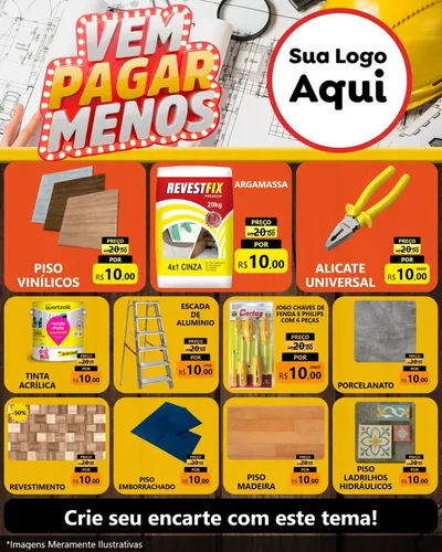 Modelo de Rede Social para Feed Instagram com o tema Vem Pagar Menos - Construção para Material para Construção