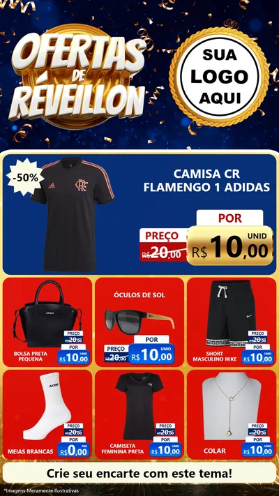 Modelo de Rede Social para Stories com o tema Ofertas de Réveillon para Roupas e acessórios