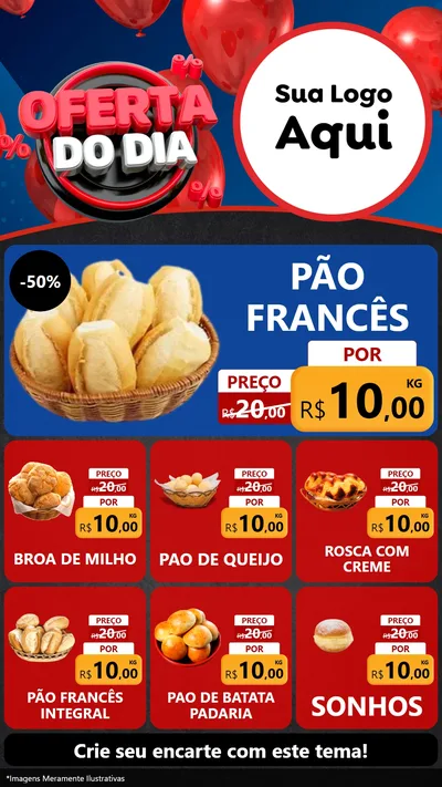 Modelo de Rede Social para Stories com o tema Oferta do Dia para Padaria