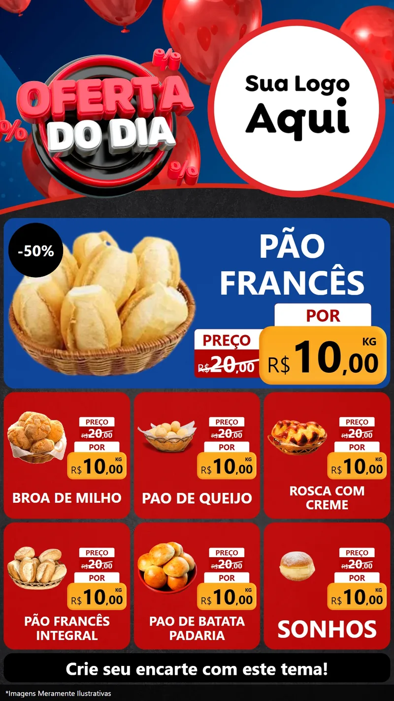 Modelo de Rede Social para Stories com o tema Oferta do Dia para Padaria