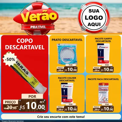 Modelo de Rede Social para Feed Facebook com o tema Verão Imbatível para Embalagens