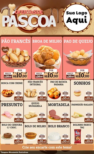 Modelo de Encarte para Encarte Grande com o tema Ofertas de Páscoa para Padaria