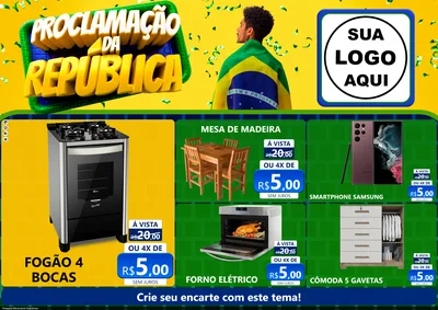 Modelo de Encarte para Encarte A4 Horizontal com o tema Proclamação da República para Móveis e Eletro