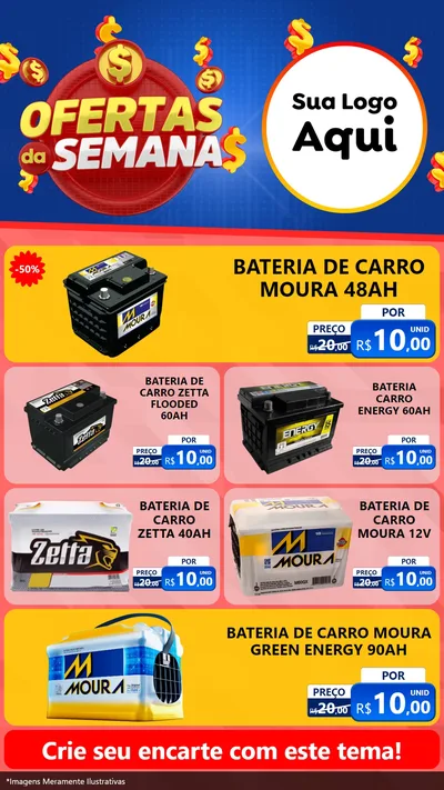 Modelo de TV para TV Vertical com o tema Ofertas Da Semana para Baterias Elétricas