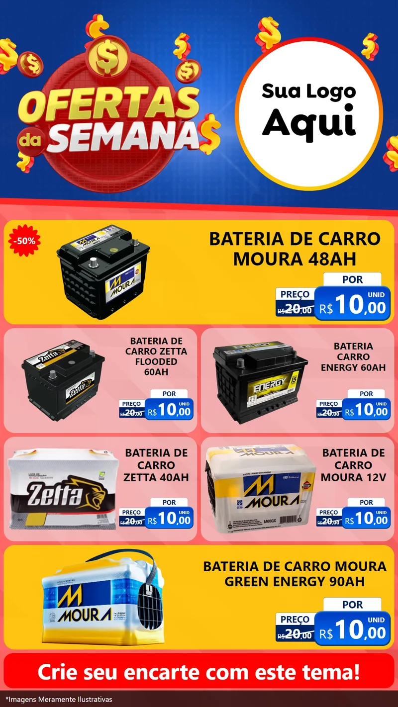 Modelo de TV para TV Vertical com o tema Ofertas Da Semana para Baterias Elétricas