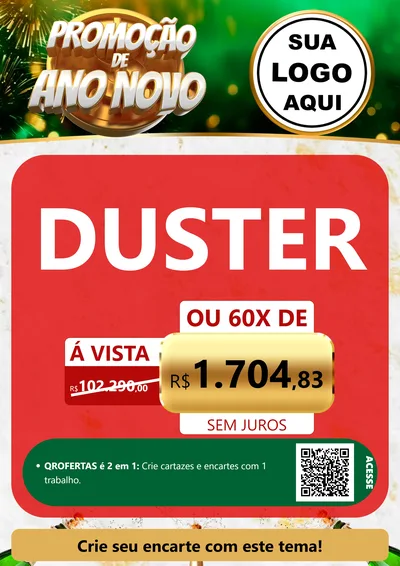 Modelo de Cartaz para Cartaz A4 Vertical com o tema Promoção de Ano Novo para Concessionaria de Carros