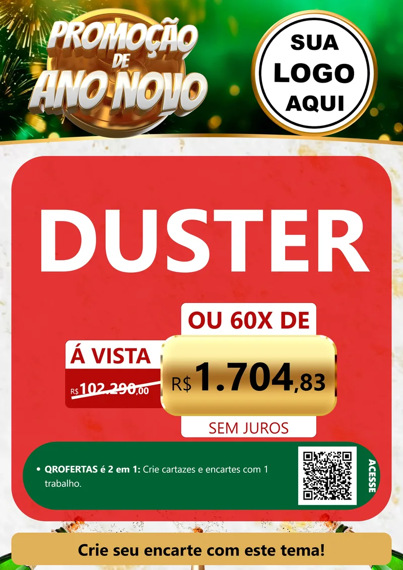 Modelo de Cartaz para Cartaz A4 Vertical com o tema Promoção de Ano Novo para Concessionaria de Carros