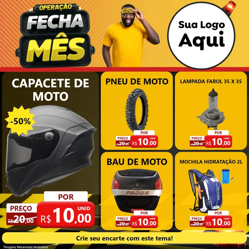 Modelo de Rede Social para Feed Facebook com o tema Operação Fecha Mês para Moto peças