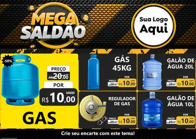 Modelo de Encarte para Encarte A4 Horizontal com o tema Mega Saldão para Água e gás