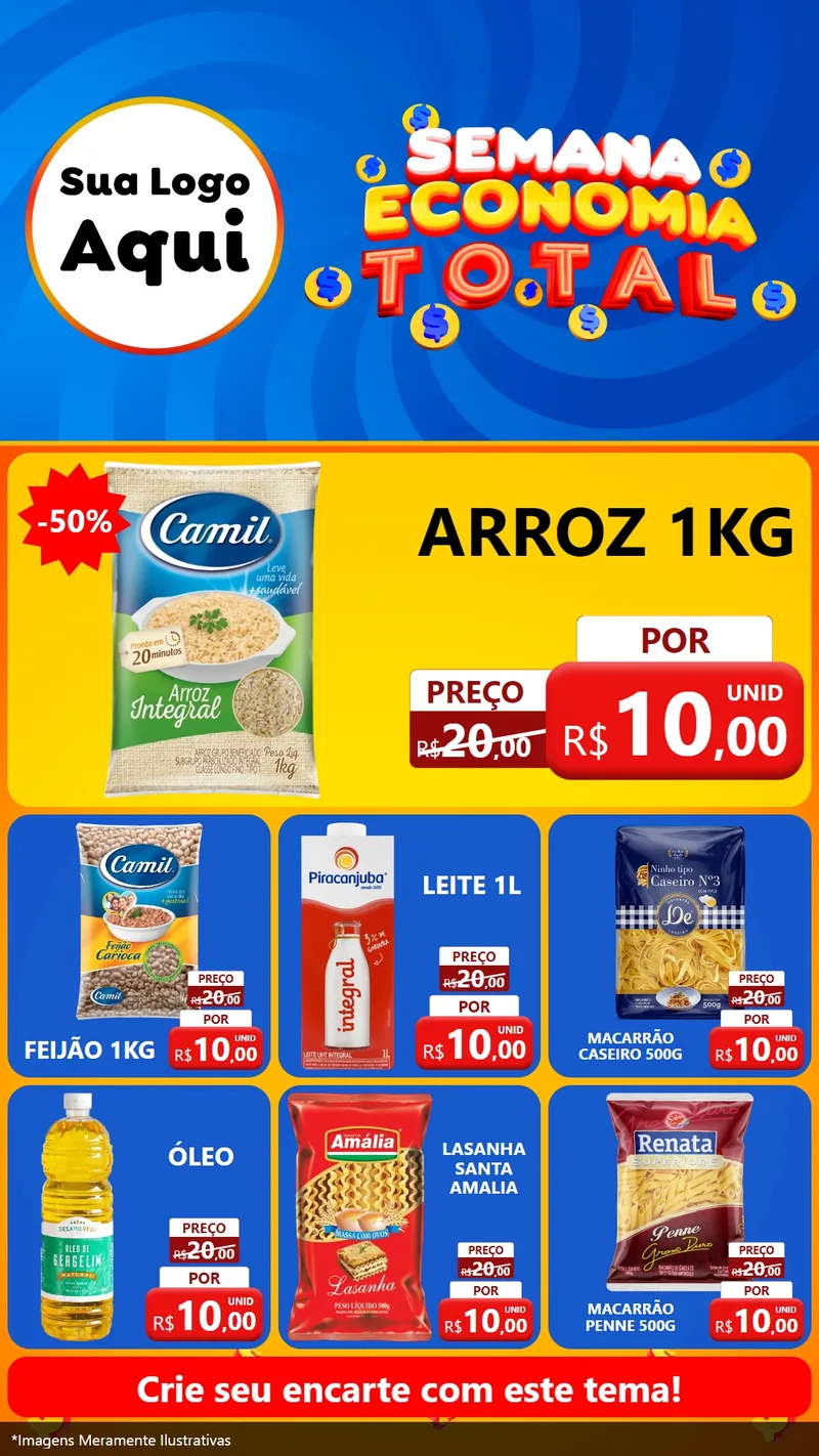 Modelo de Rede Social para Stories com o tema Semana Economia Total para Supermercado