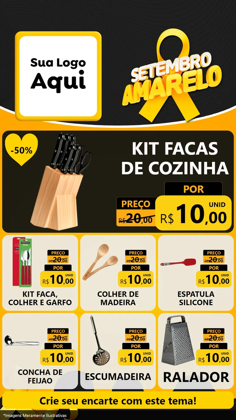 Modelo de Rede Social para Stories com o tema Setembro Amarelo para Utilidades Domésticas