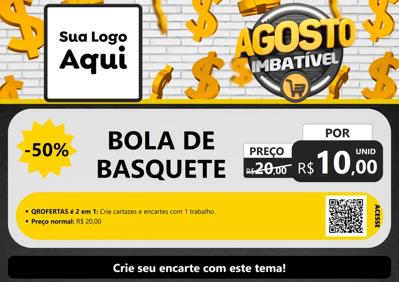 Modelo de Cartaz para Cartaz A4 Horizontal com o tema Agosto imbatível para Artigos Esportivos