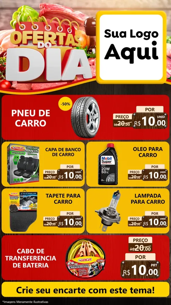 Modelo de TV para TV Vertical com o tema Ofertas do Dia para Auto peças