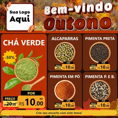 Modelo de Rede Social para Feed Facebook com o tema Bem-vindo Outono para Produtos Naturais
