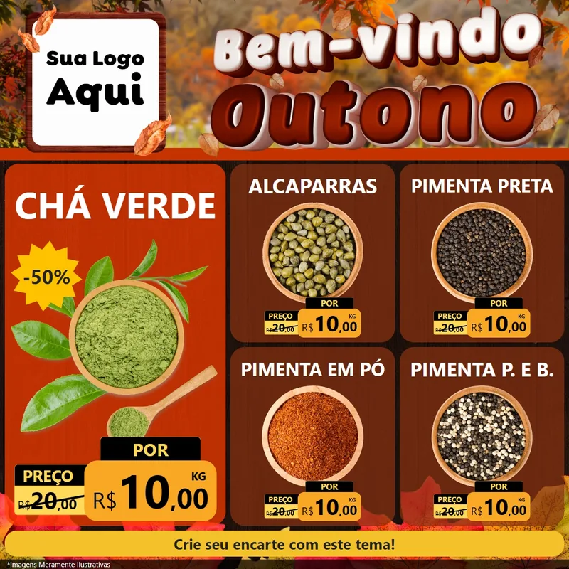 Modelo de Rede Social para Feed Facebook com o tema Bem-vindo Outono para Produtos Naturais