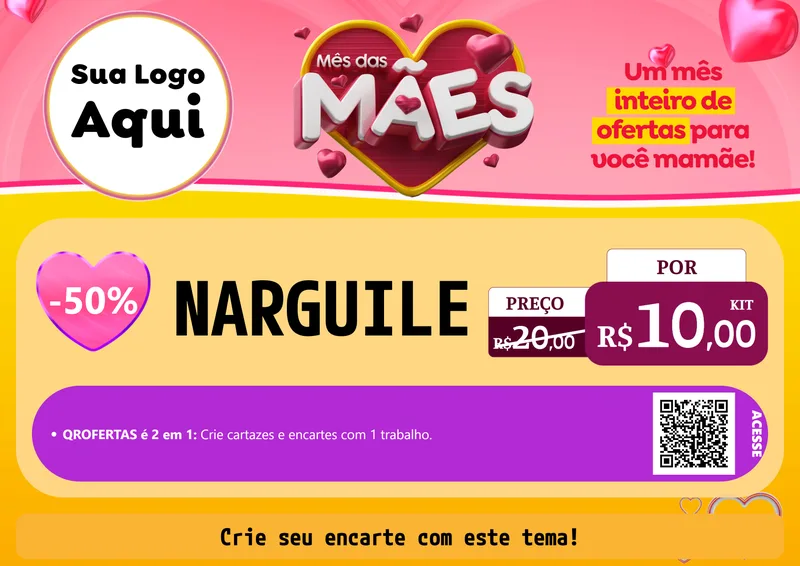Modelo de Cartaz para Cartaz A4 Horizontal com o tema Mês das Mães para Tabacaria