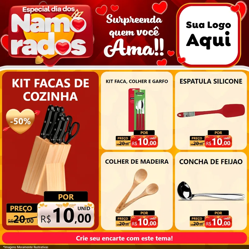 Modelo de Rede Social para Feed Facebook com o tema Especial Dia dos Namorados para Utilidades Domésticas