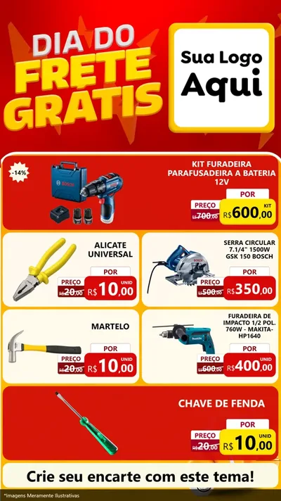 Modelo de TV para TV Vertical com o tema Dia do Frete Grátis para Maquinas e Ferramentas