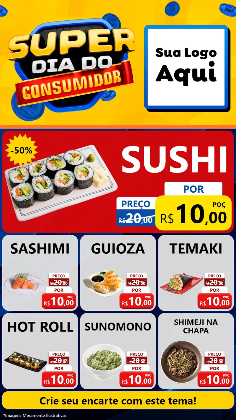 Modelo de Rede Social para Stories com o tema Super Dia do Consumidor para Comida japonesa