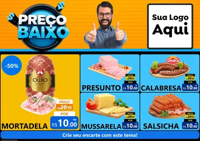 Modelo de Encarte para Encarte A4 Horizontal com o tema Preço Baixo para Frios e Laticínios