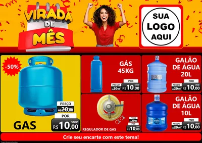 Modelo de Encarte para Encarte A4 Horizontal com o tema Virada de Mês para Água e gás