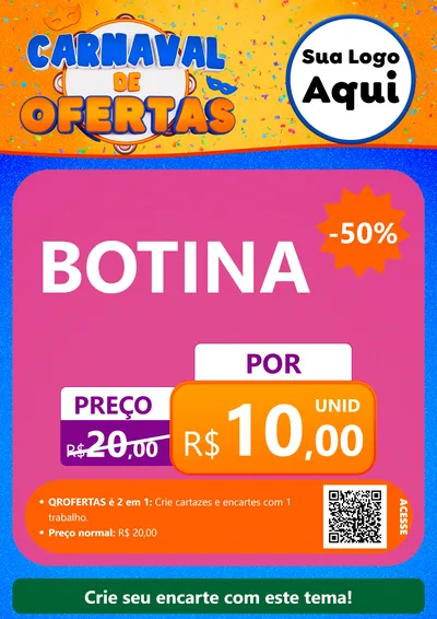 Modelo de Cartaz para Cartaz A4 Vertical com o tema Carnaval de Ofertas para Agropecuária