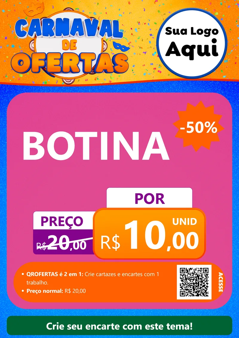 Modelo de Cartaz para Cartaz A4 Vertical com o tema Carnaval de Ofertas para Agropecuária