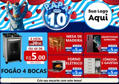 Modelo de Encarte para Encarte A4 Horizontal com o tema Papai Nota 10 para Móveis e Eletro